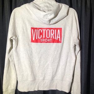 Victoria's Secret Tops White Red Victoria Sport Logo Hooded